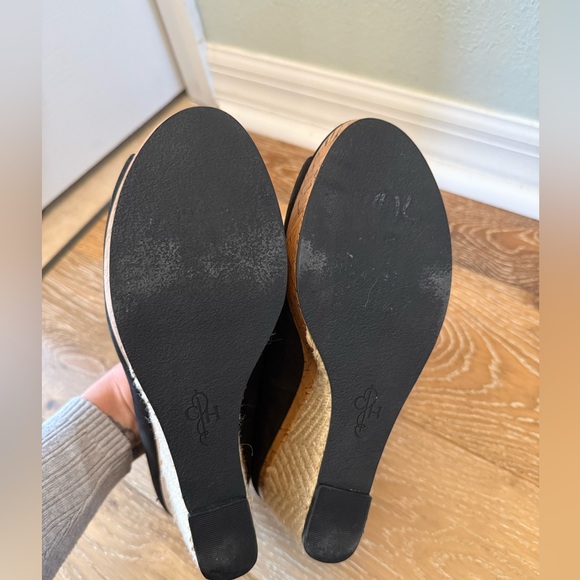 COLE HAAN Size 9 PATRICIA Black Nubuck Open Toe Espadrille Wedge Heels Shoes - Picture 11 of 11